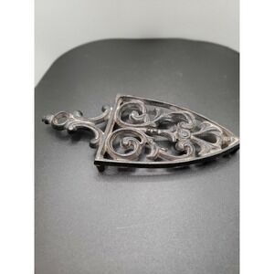 Trivet Hot Iron Stand 3 Legs Perforated Monogram Top Cast Iron Vintage